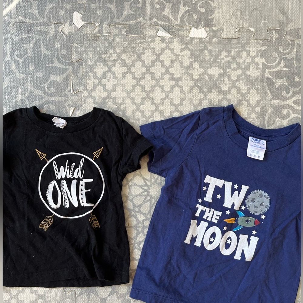 Two birthday boy T Shirts for a one and two year old! Wild One And Two the Moon